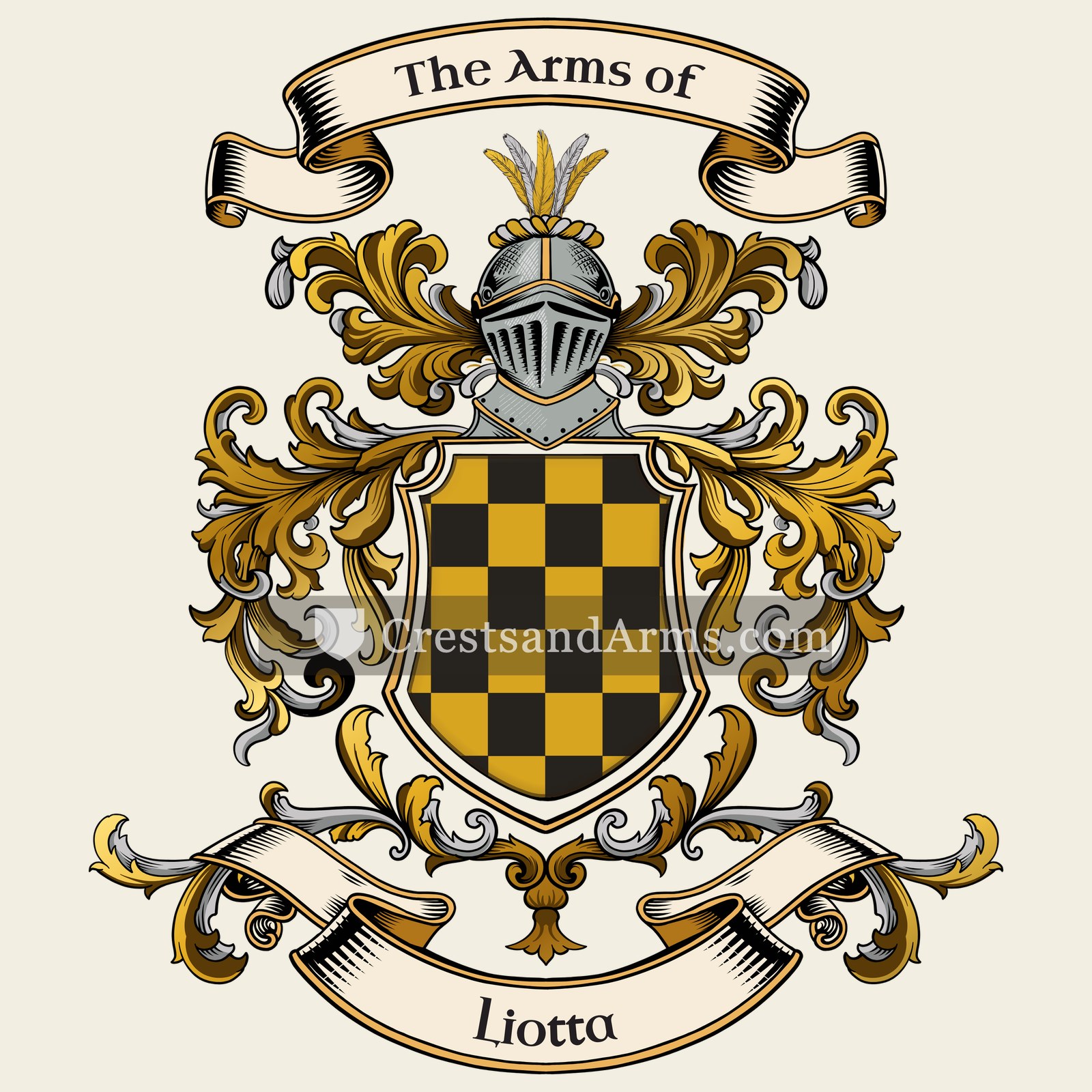 The Liotta coat of arms, drawn from the recorded blazon
