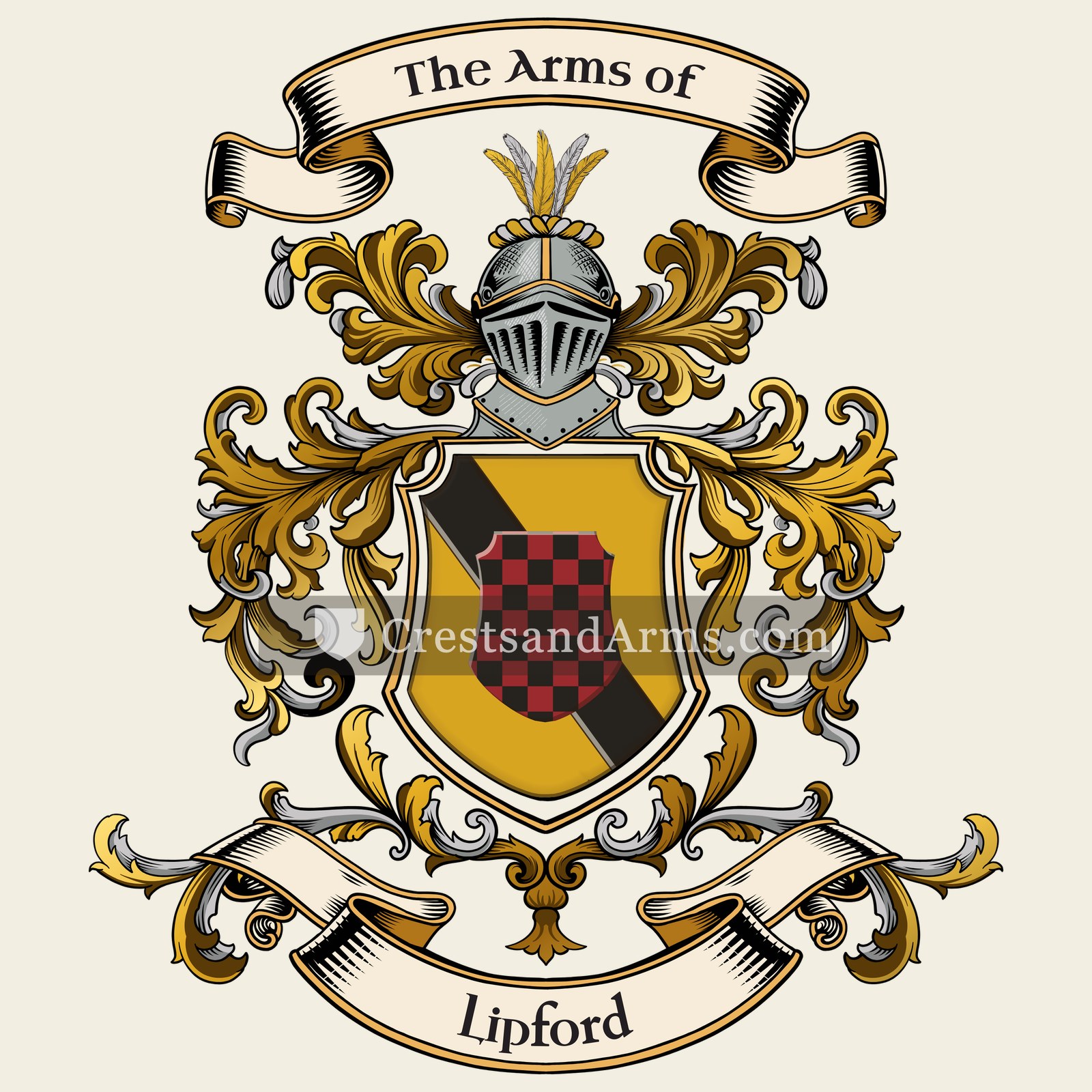 The Lipford coat of arms, drawn from the recorded blazon