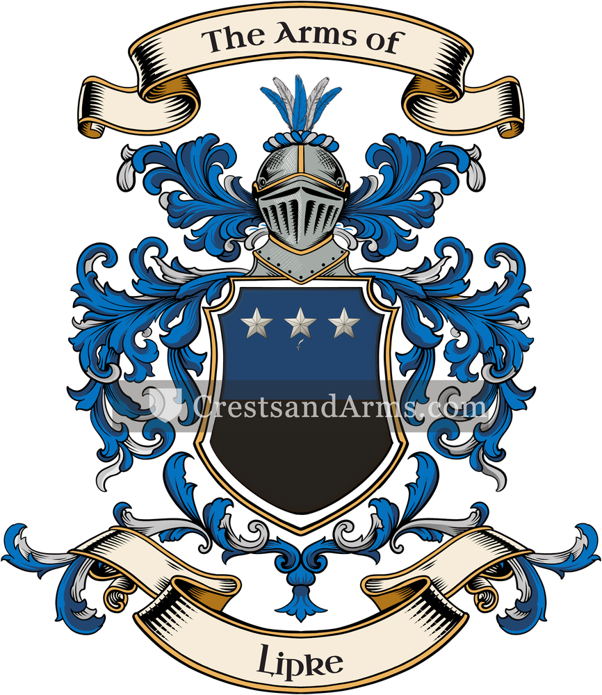 The Lipke coat of arms, drawn from the recorded blazon