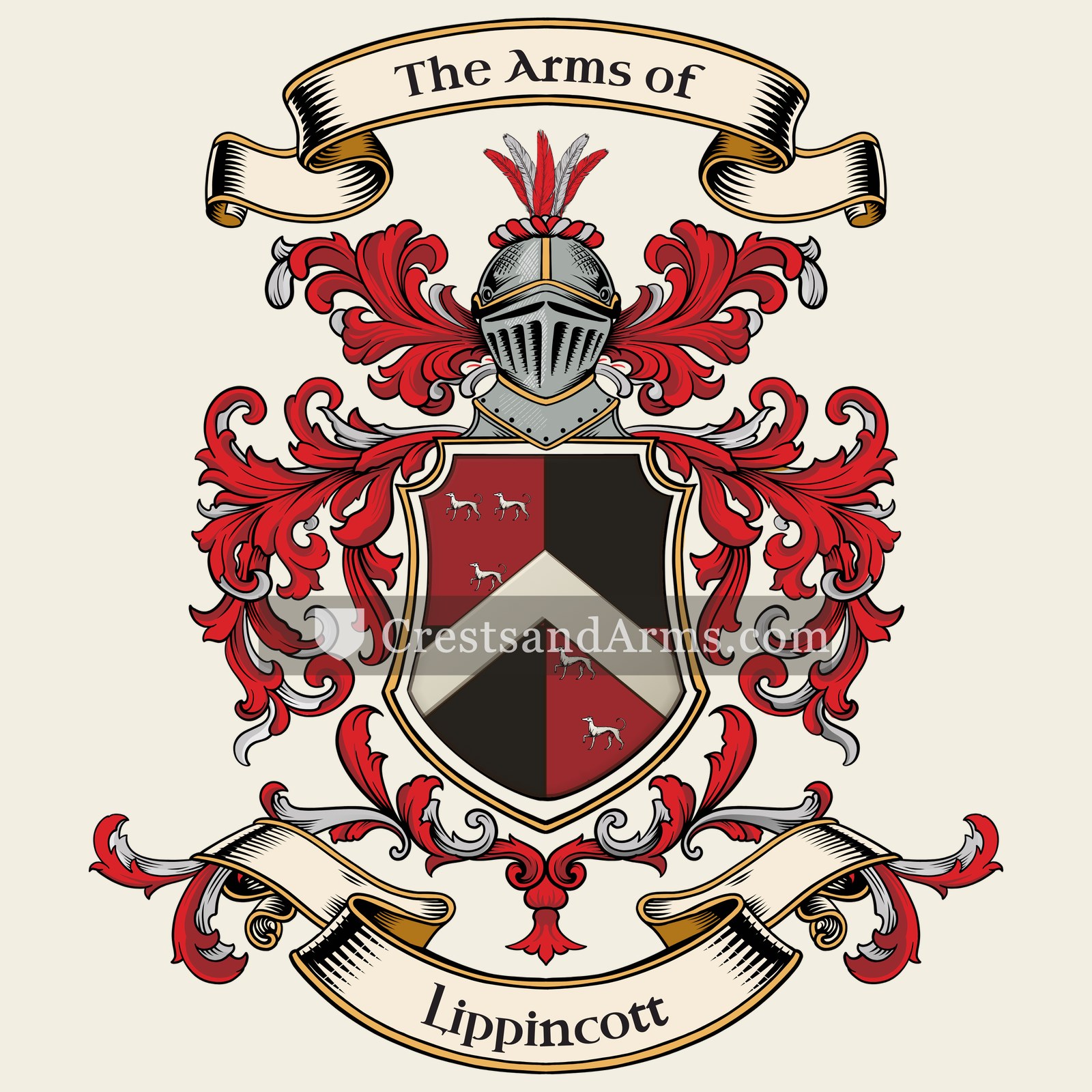 The Lippincott coat of arms, drawn from the recorded blazon