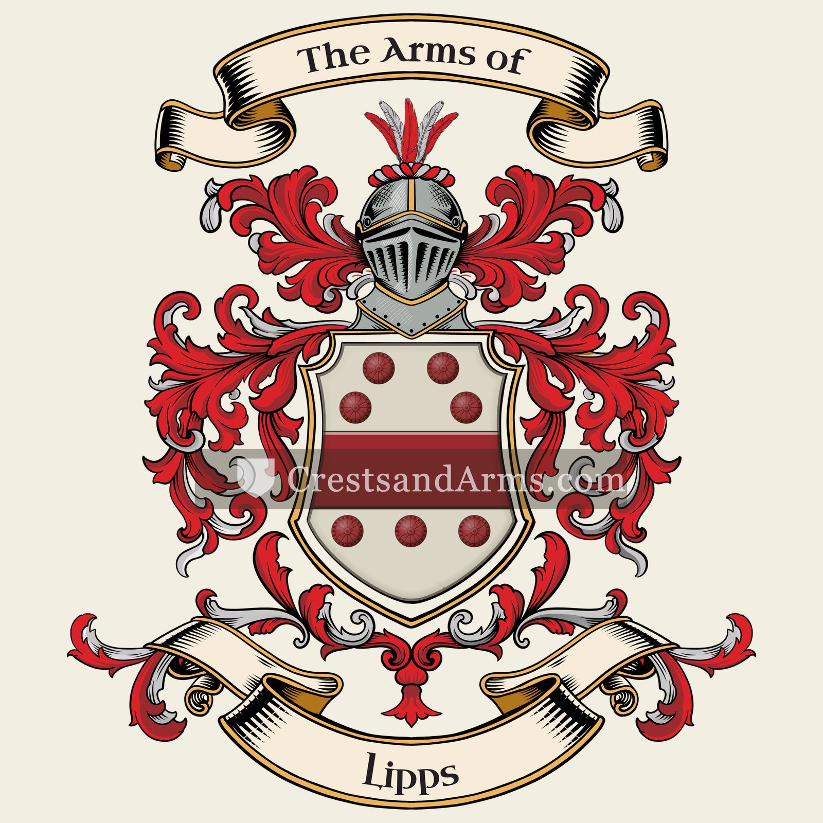 The Lipps coat of arms, drawn from the recorded blazon