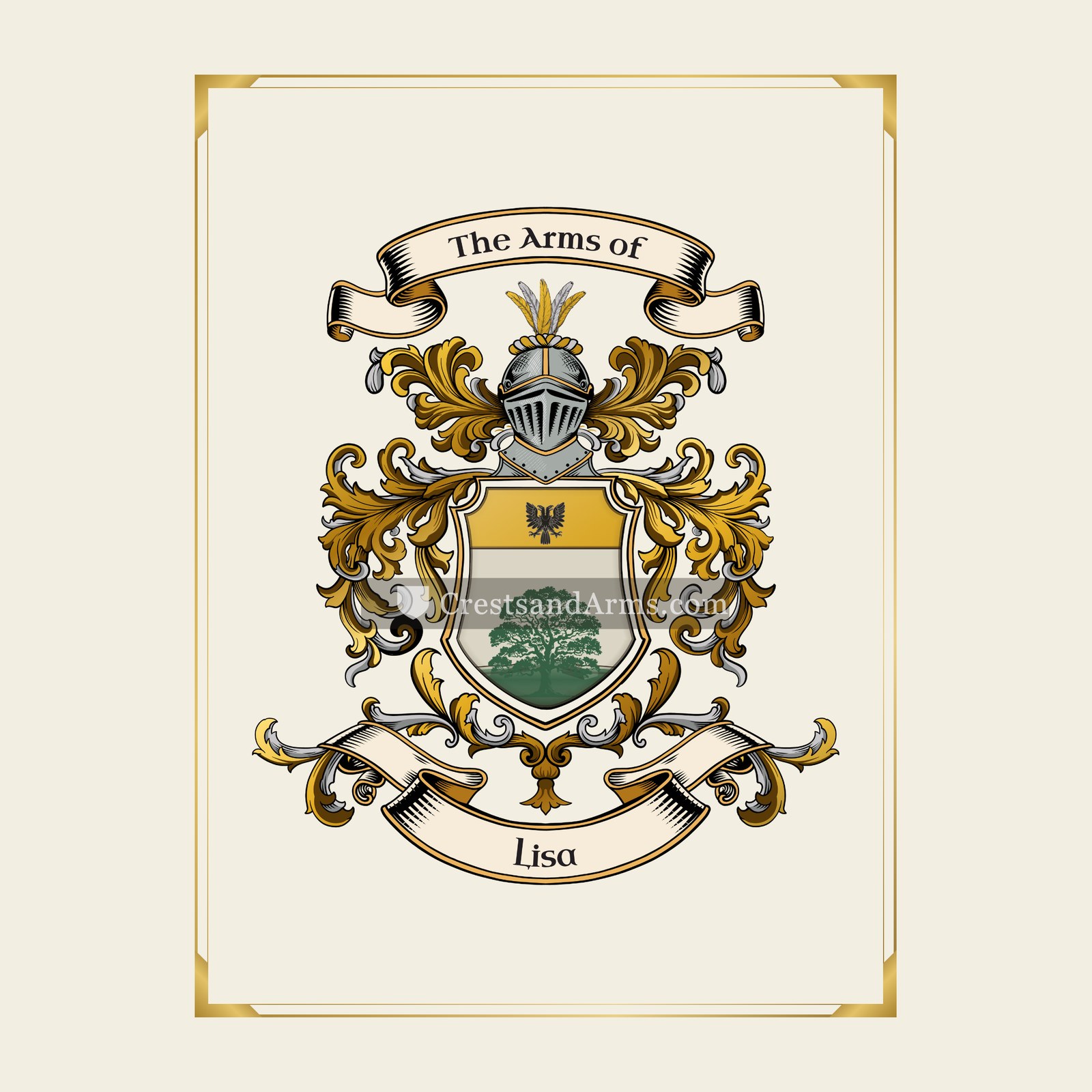 With gold border