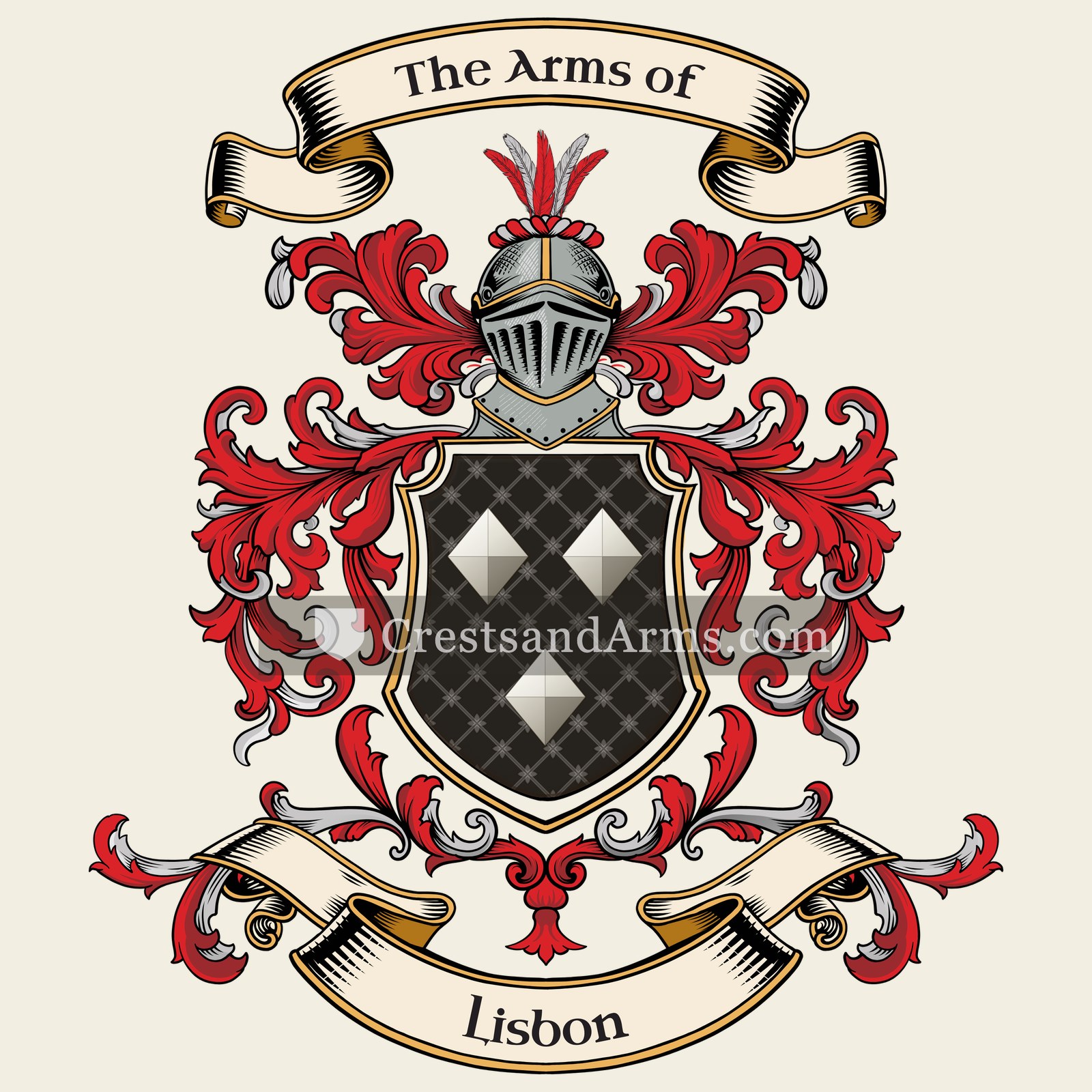 The Lisbon coat of arms, drawn from the recorded blazon