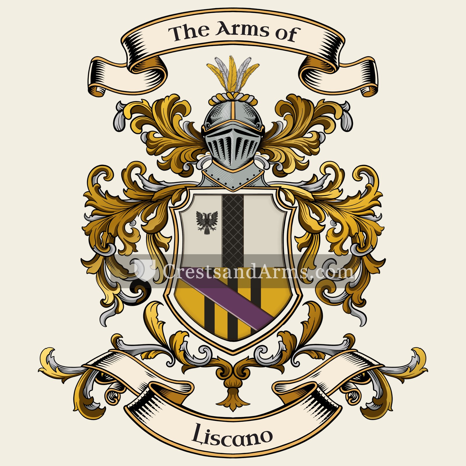 The Liscano coat of arms, drawn from the recorded blazon