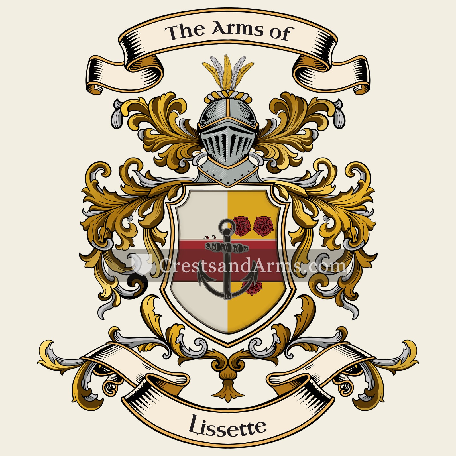 The Lissette coat of arms, drawn from the recorded blazon