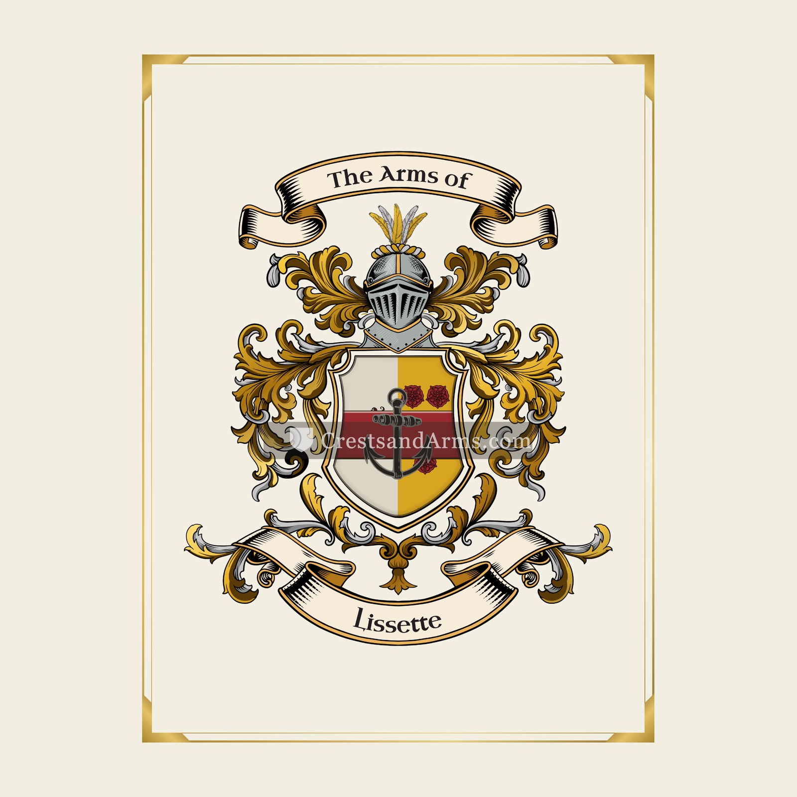 With gold border