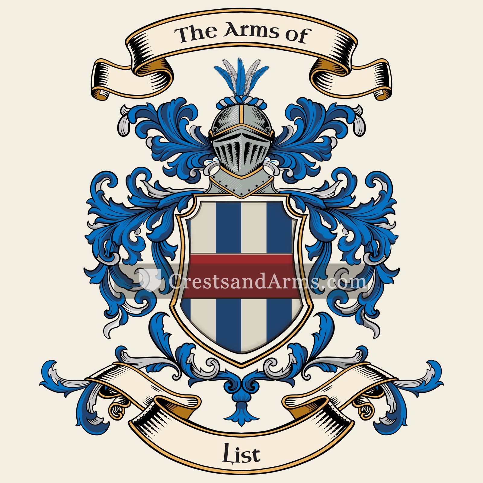 The List coat of arms, drawn from the recorded blazon