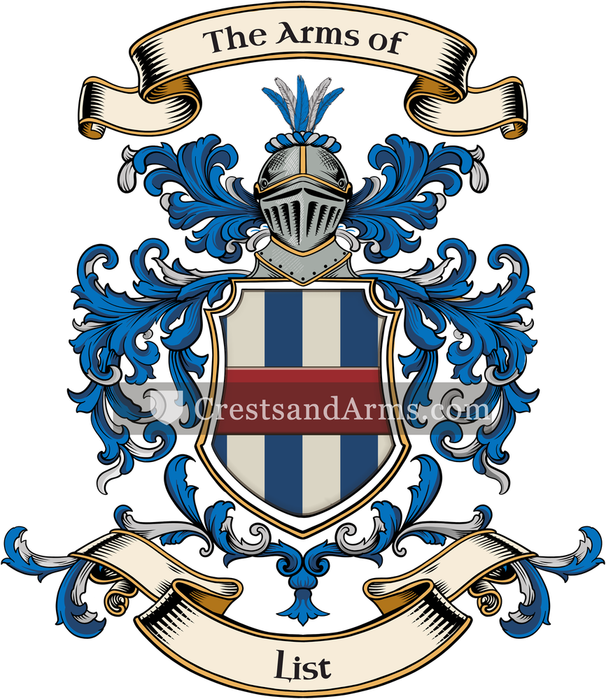 The List coat of arms, drawn from the recorded blazon