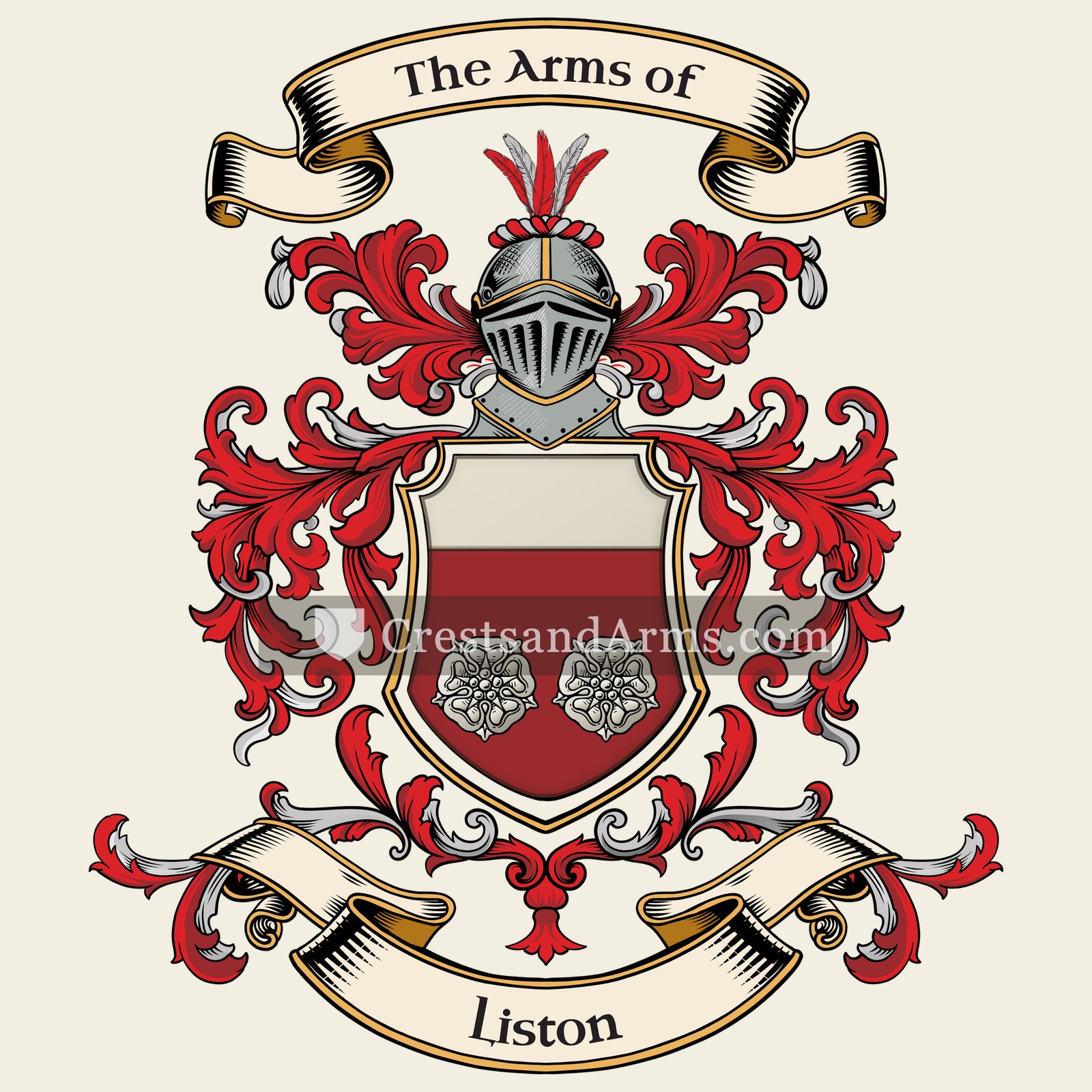 The Liston coat of arms, drawn from the recorded blazon