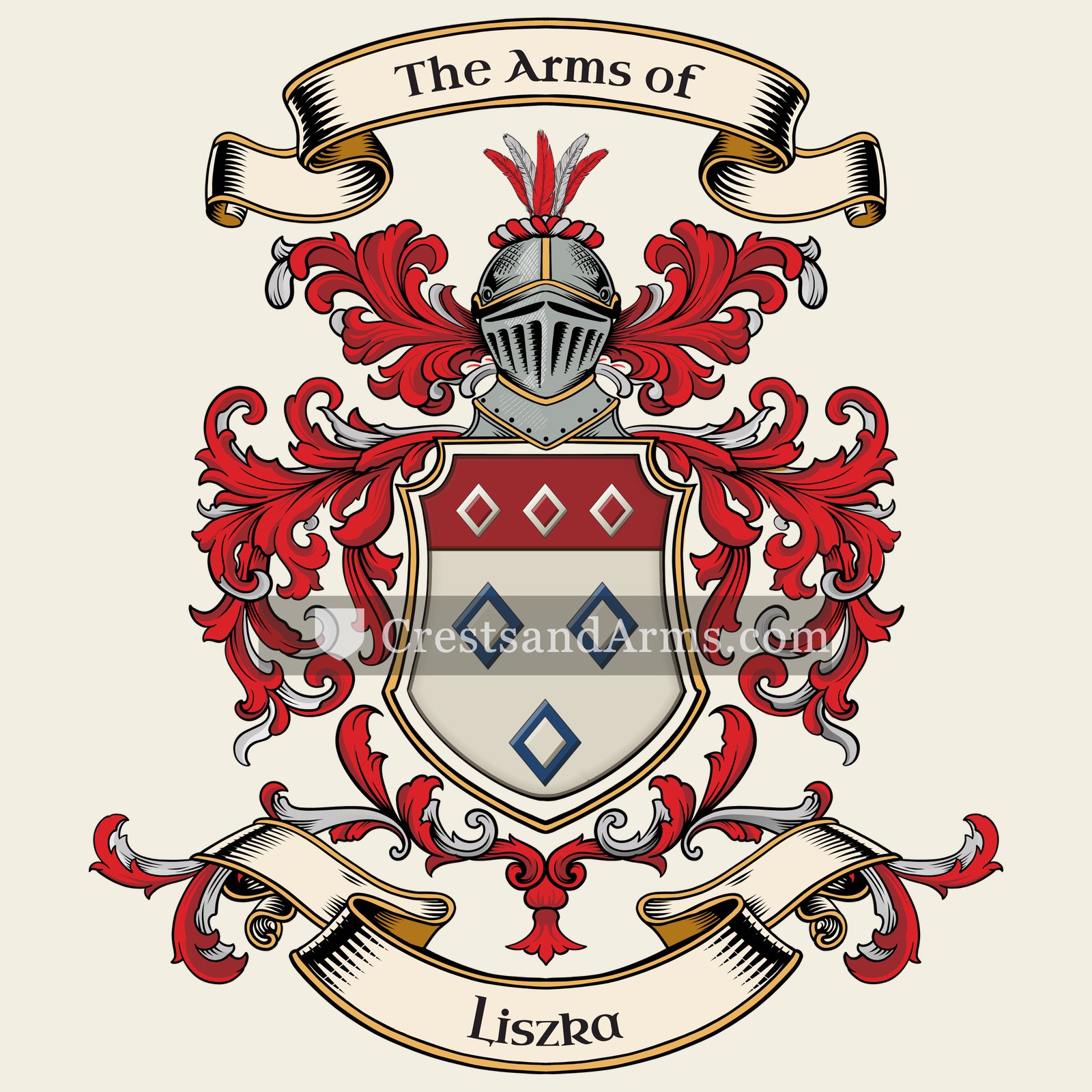 The Liszka coat of arms, drawn from the recorded blazon