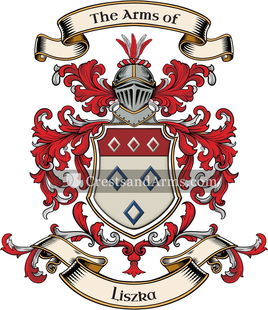 The Liszka coat of arms, drawn from the recorded blazon