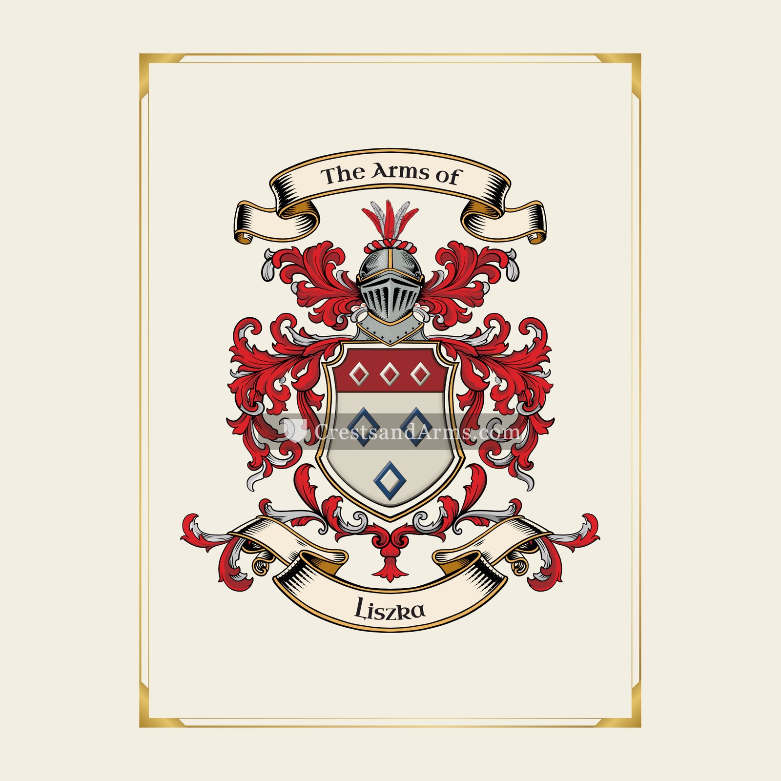 With gold border