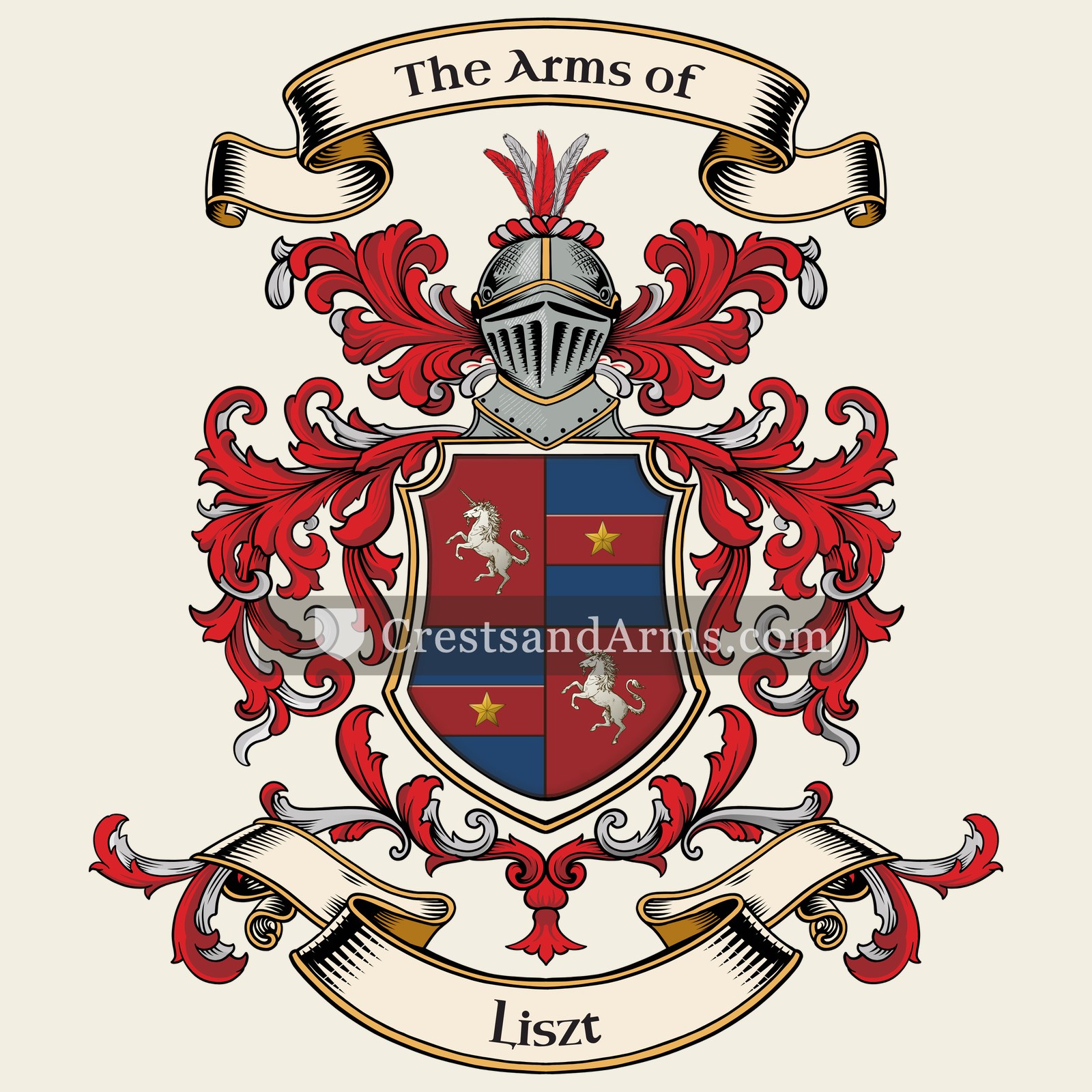 The Liszt coat of arms, drawn from the recorded blazon