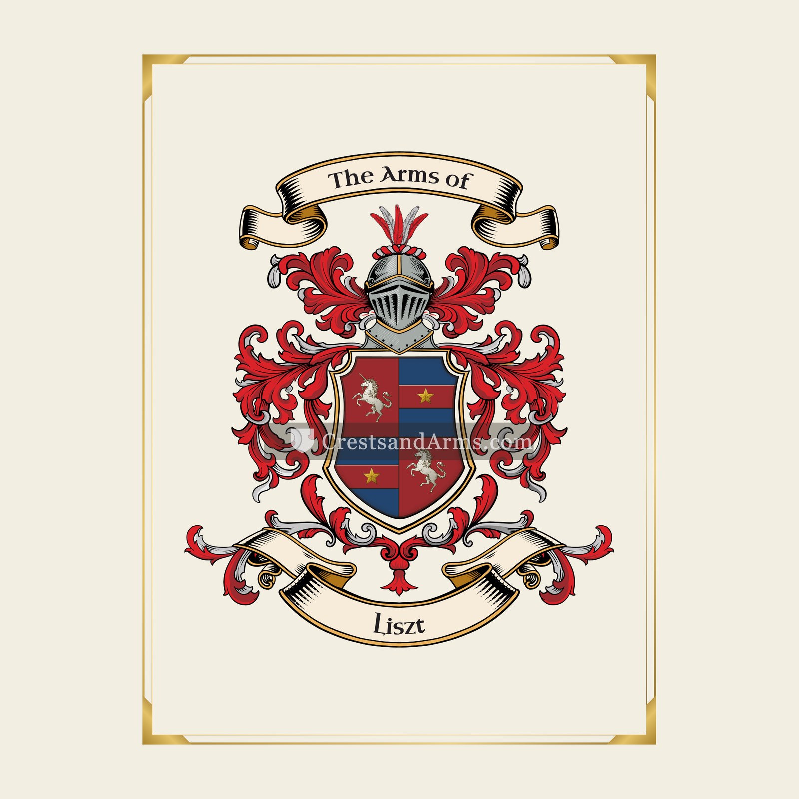 With gold border