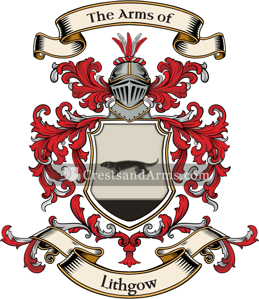 The Lithgow coat of arms, drawn from the recorded blazon