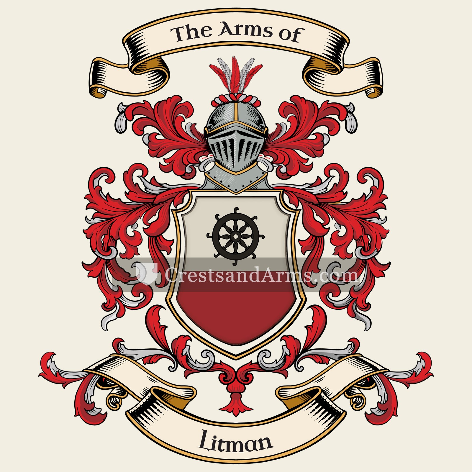 The Litman coat of arms, drawn from the recorded blazon