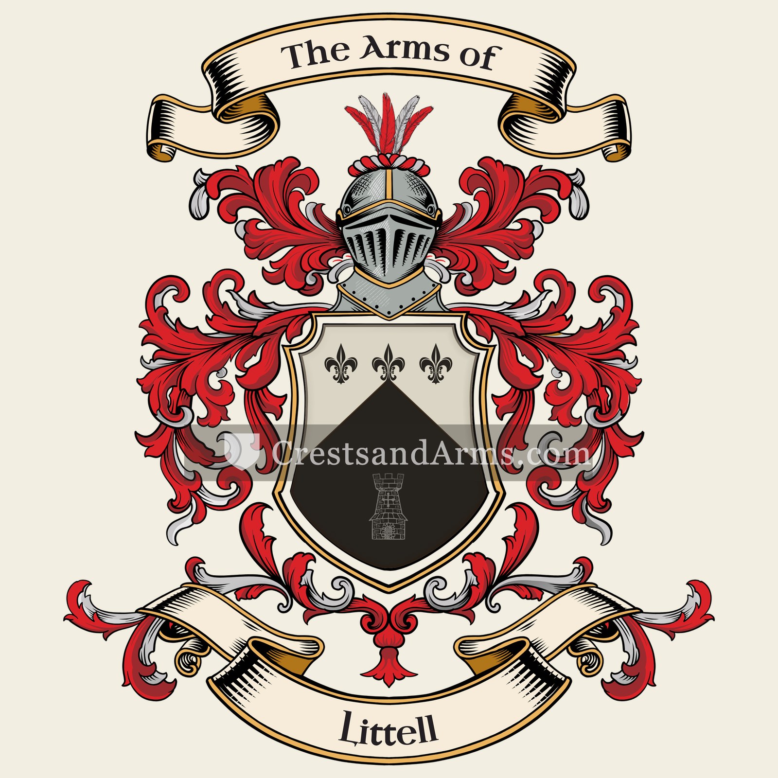 The Littell coat of arms, drawn from the recorded blazon