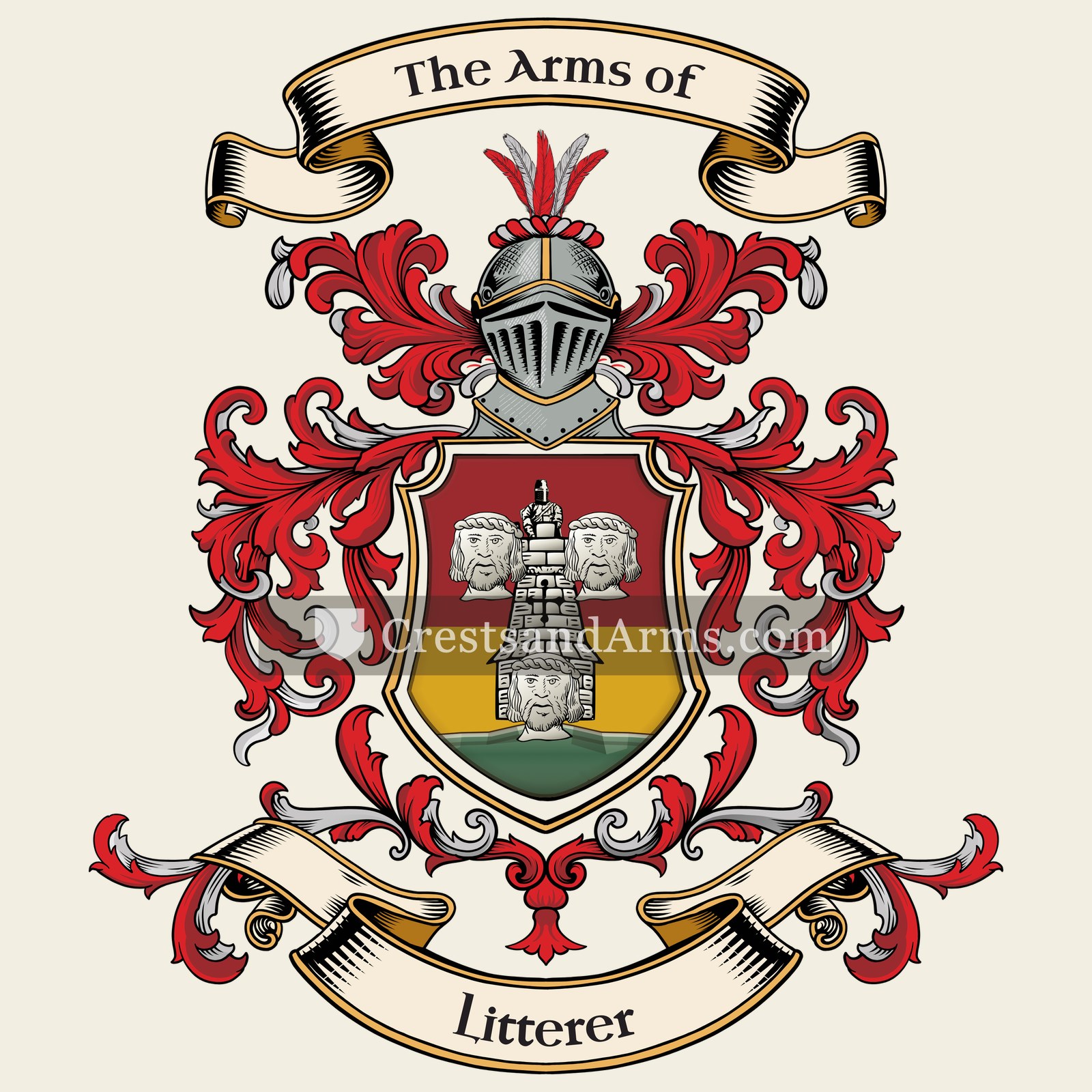 The Litterer coat of arms, drawn from the recorded blazon