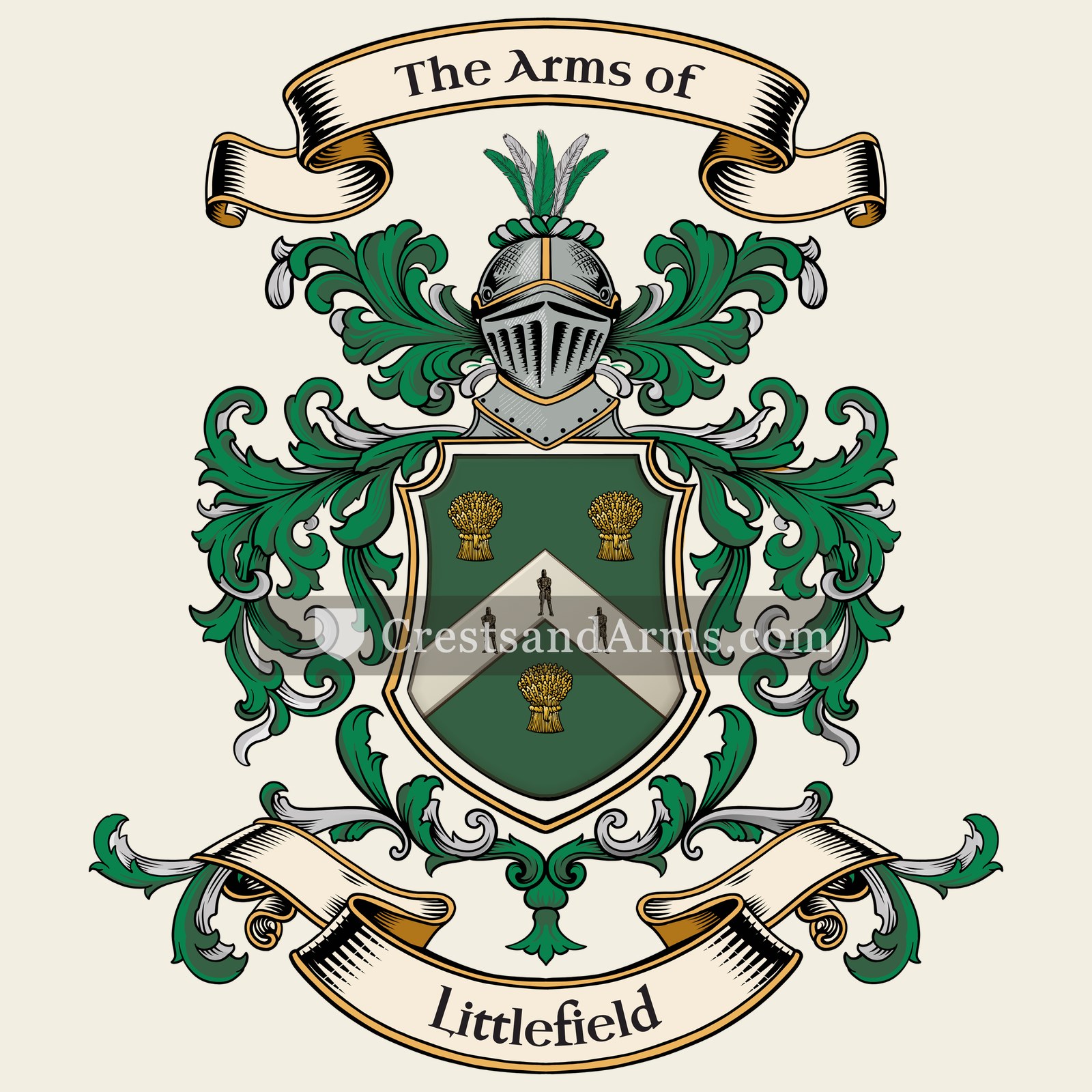 The Littlefield coat of arms, drawn from the recorded blazon