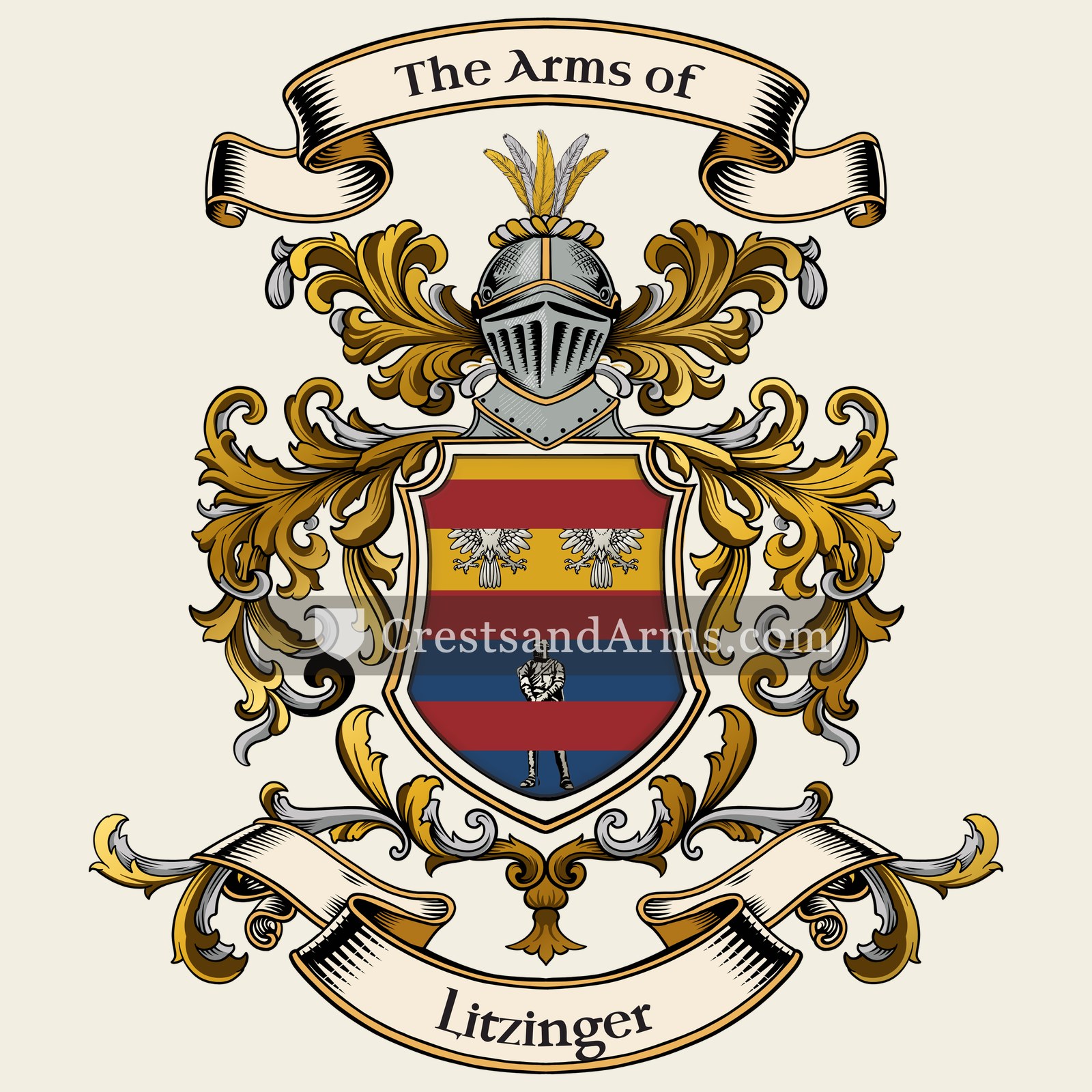 The Litzinger coat of arms, drawn from the recorded blazon