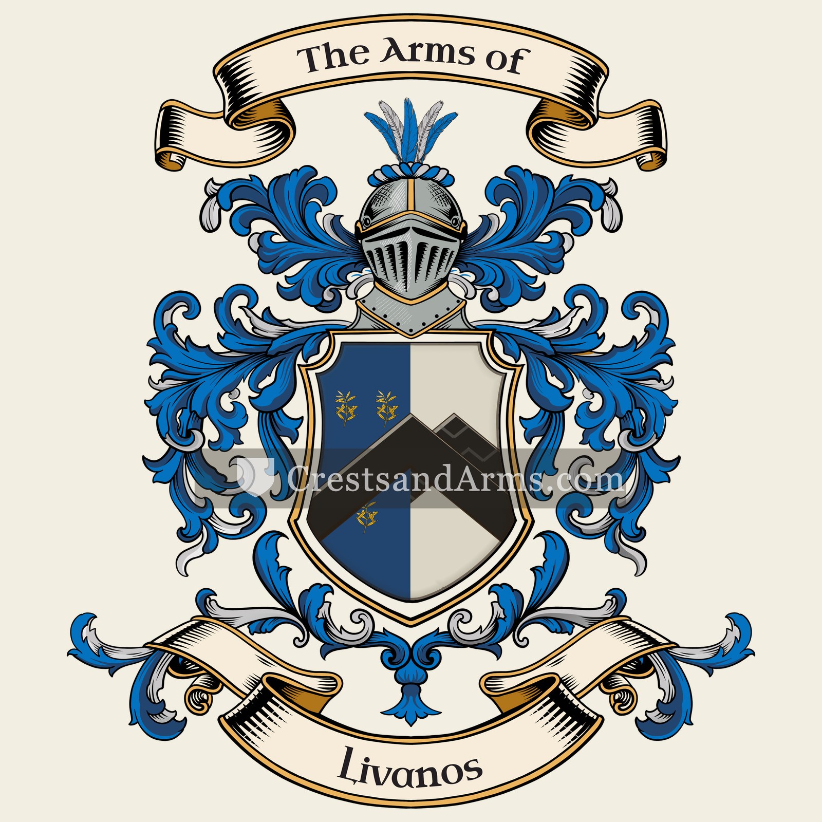 The Livanos coat of arms, drawn from the recorded blazon