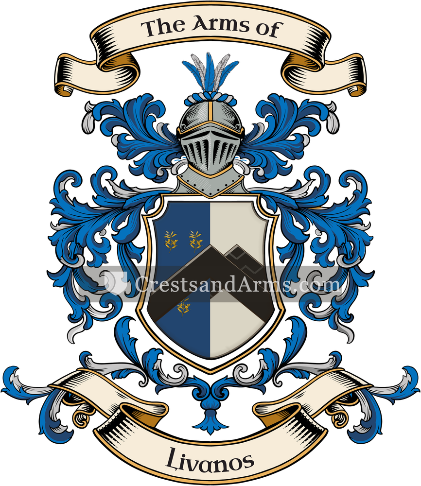 The Livanos coat of arms, drawn from the recorded blazon