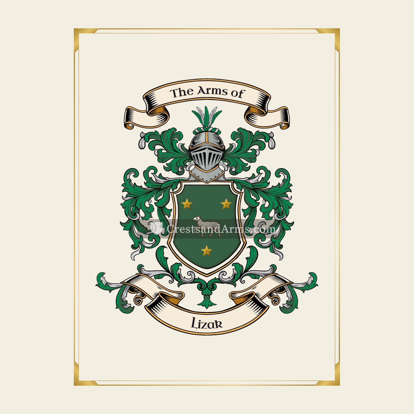 With gold border