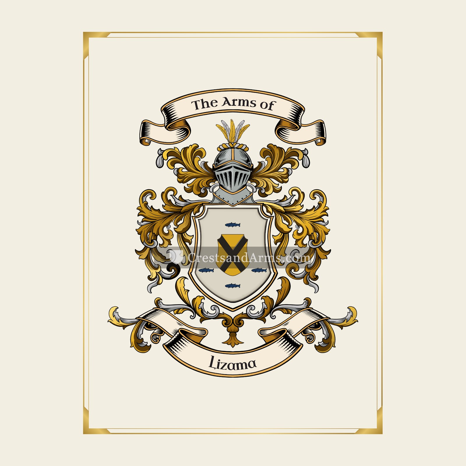 With gold border
