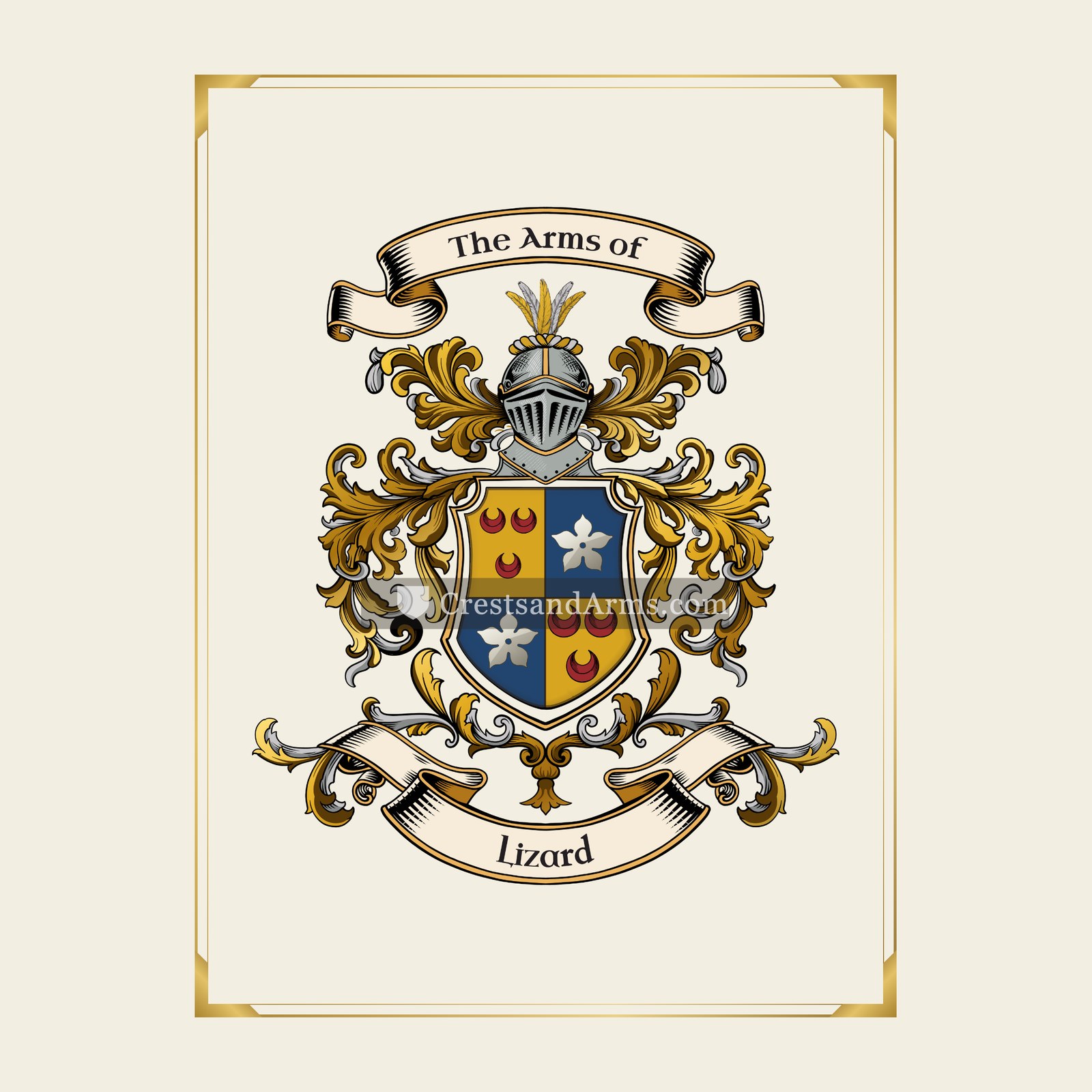 With gold border