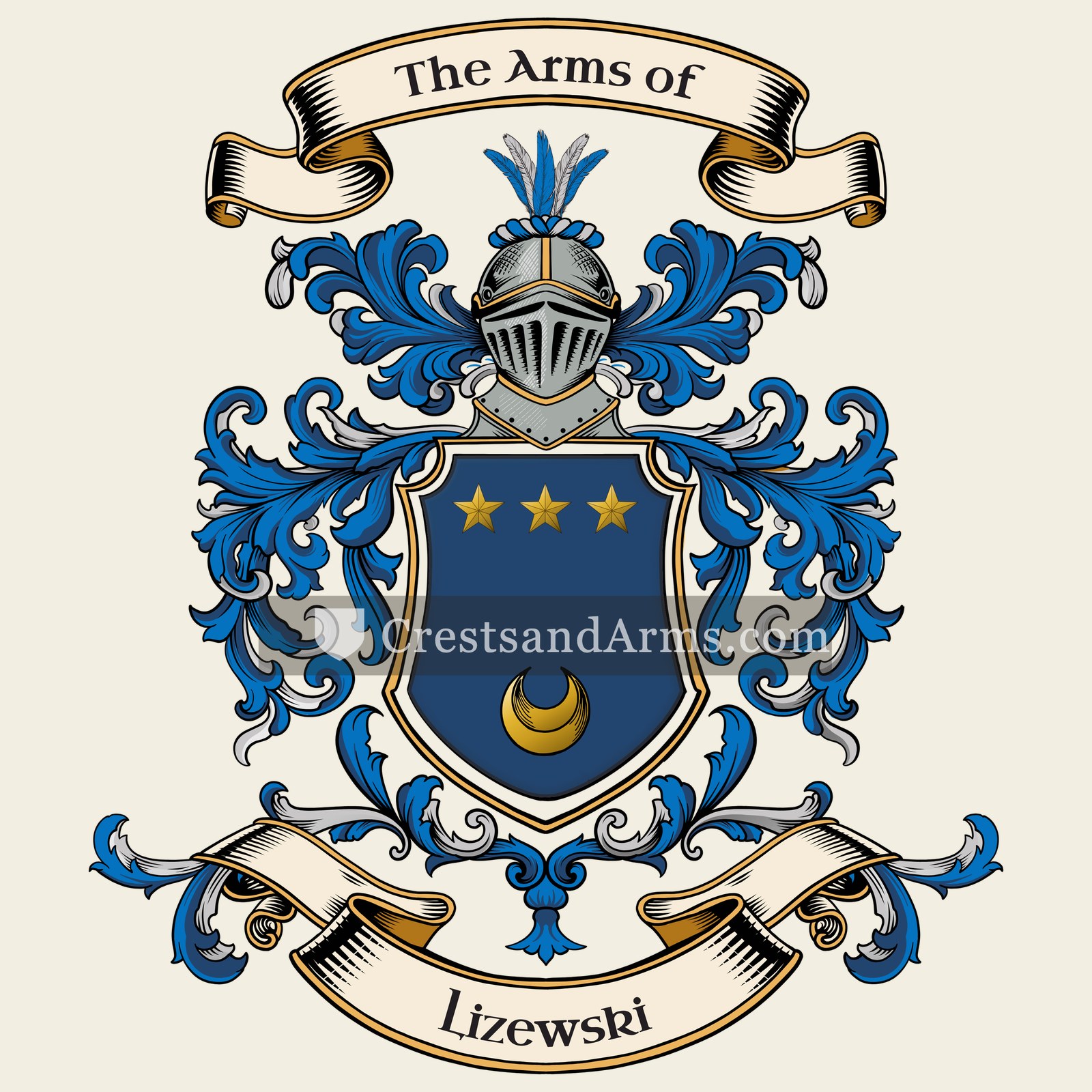 The Lizewski coat of arms, drawn from the recorded blazon