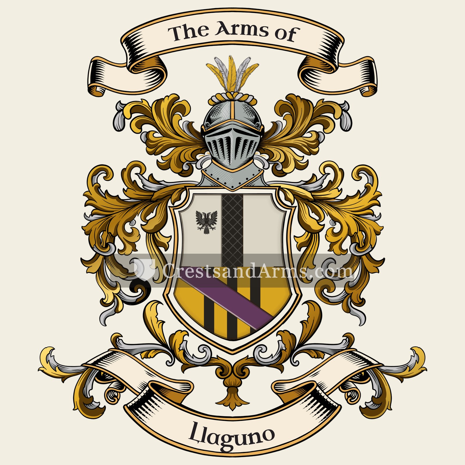 The Llaguno coat of arms, drawn from the recorded blazon