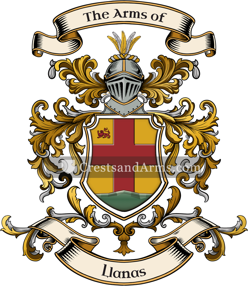The Llanas coat of arms, drawn from the recorded blazon