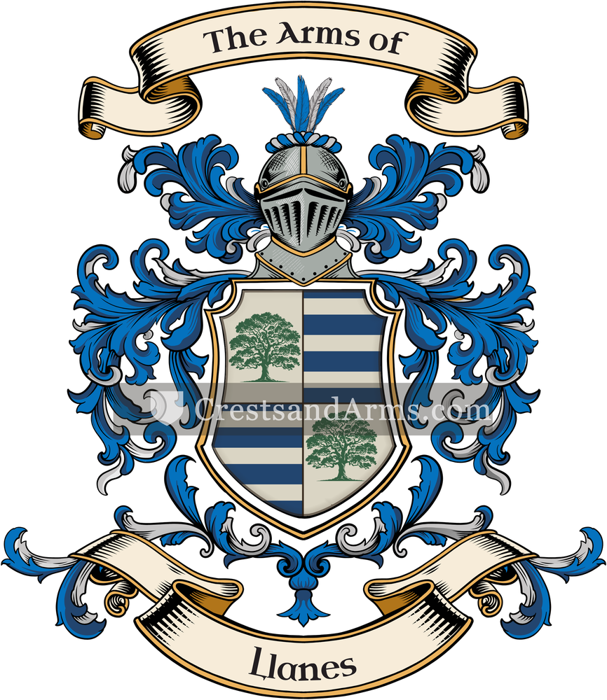 The Llanes coat of arms, drawn from the recorded blazon