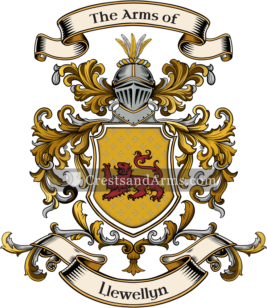 The Llewellyn coat of arms, drawn from the recorded blazon