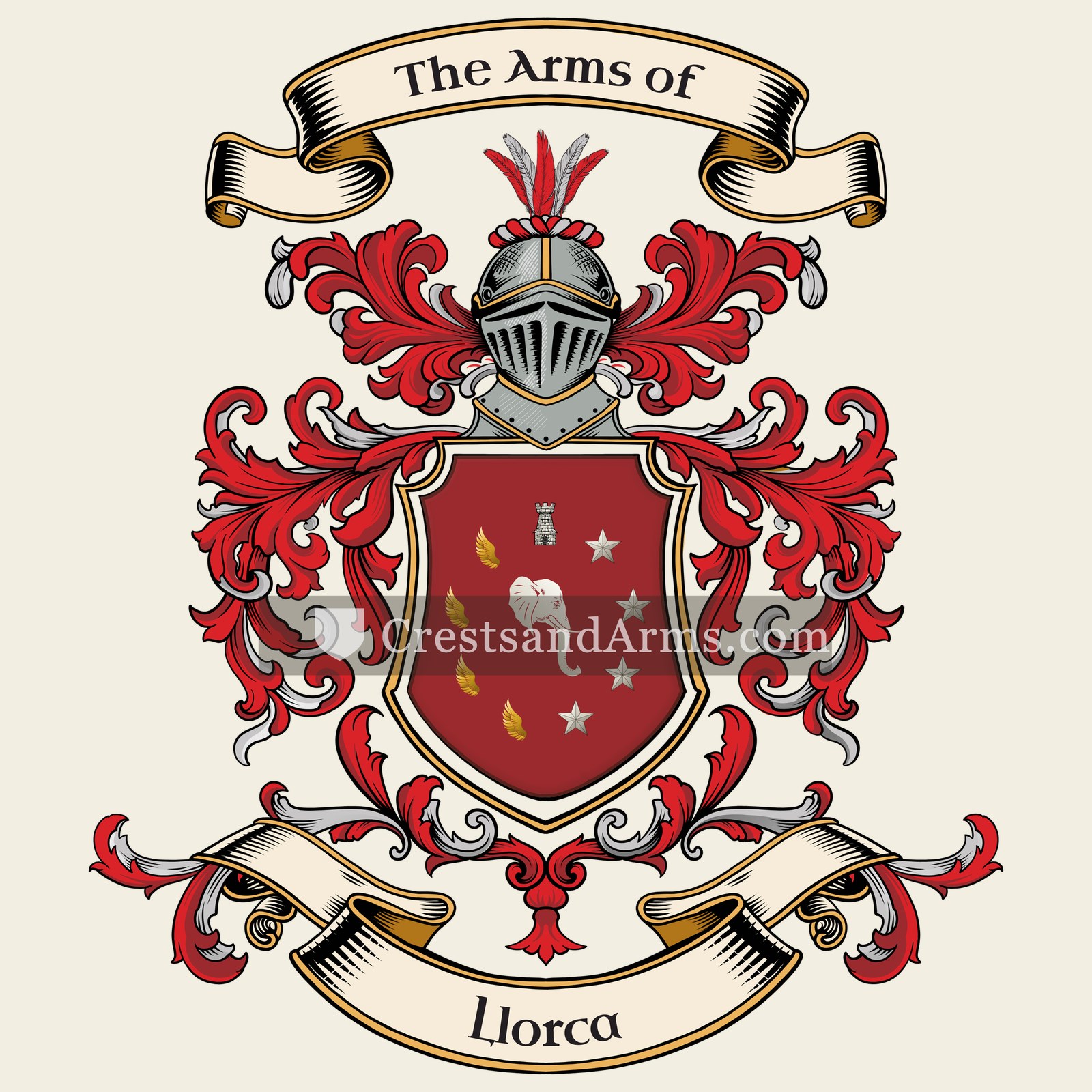 The Llorca coat of arms, drawn from the recorded blazon