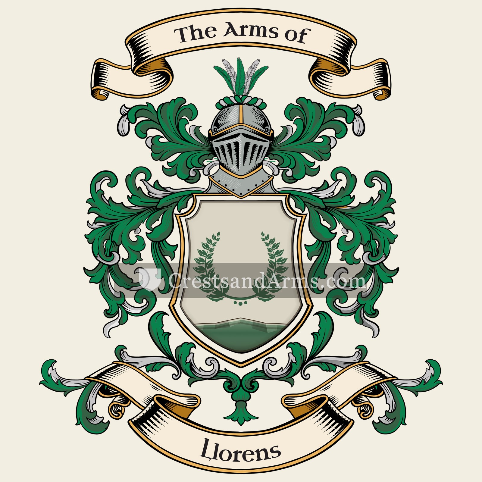 The Llorens coat of arms, drawn from the recorded blazon