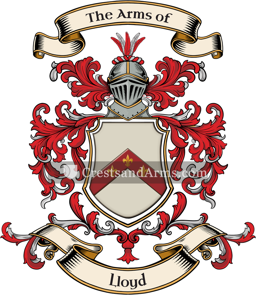 The Lloyd coat of arms, drawn from the recorded blazon