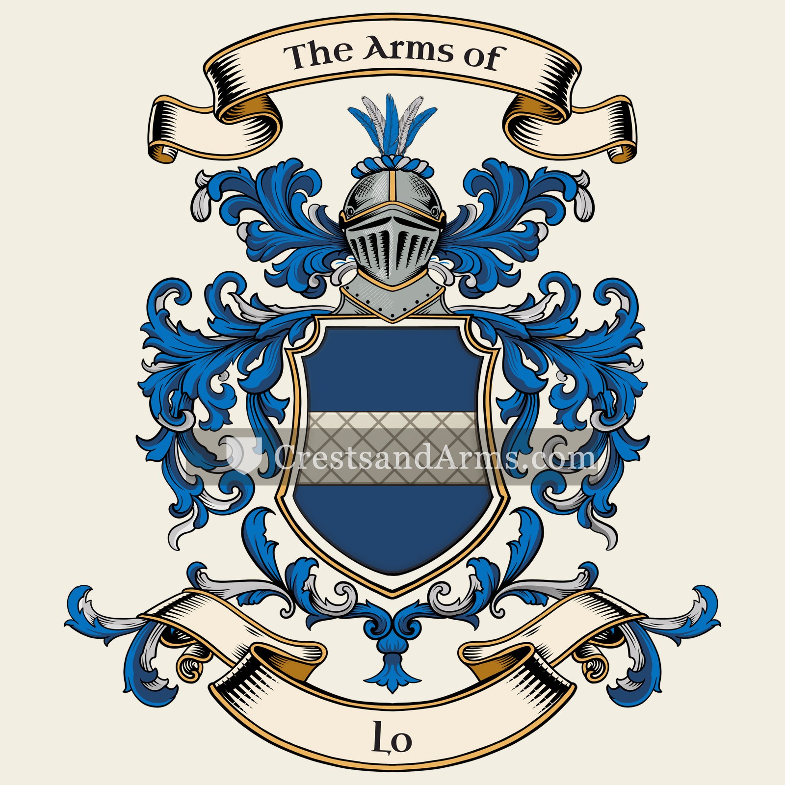 The Lo coat of arms, drawn from the recorded blazon