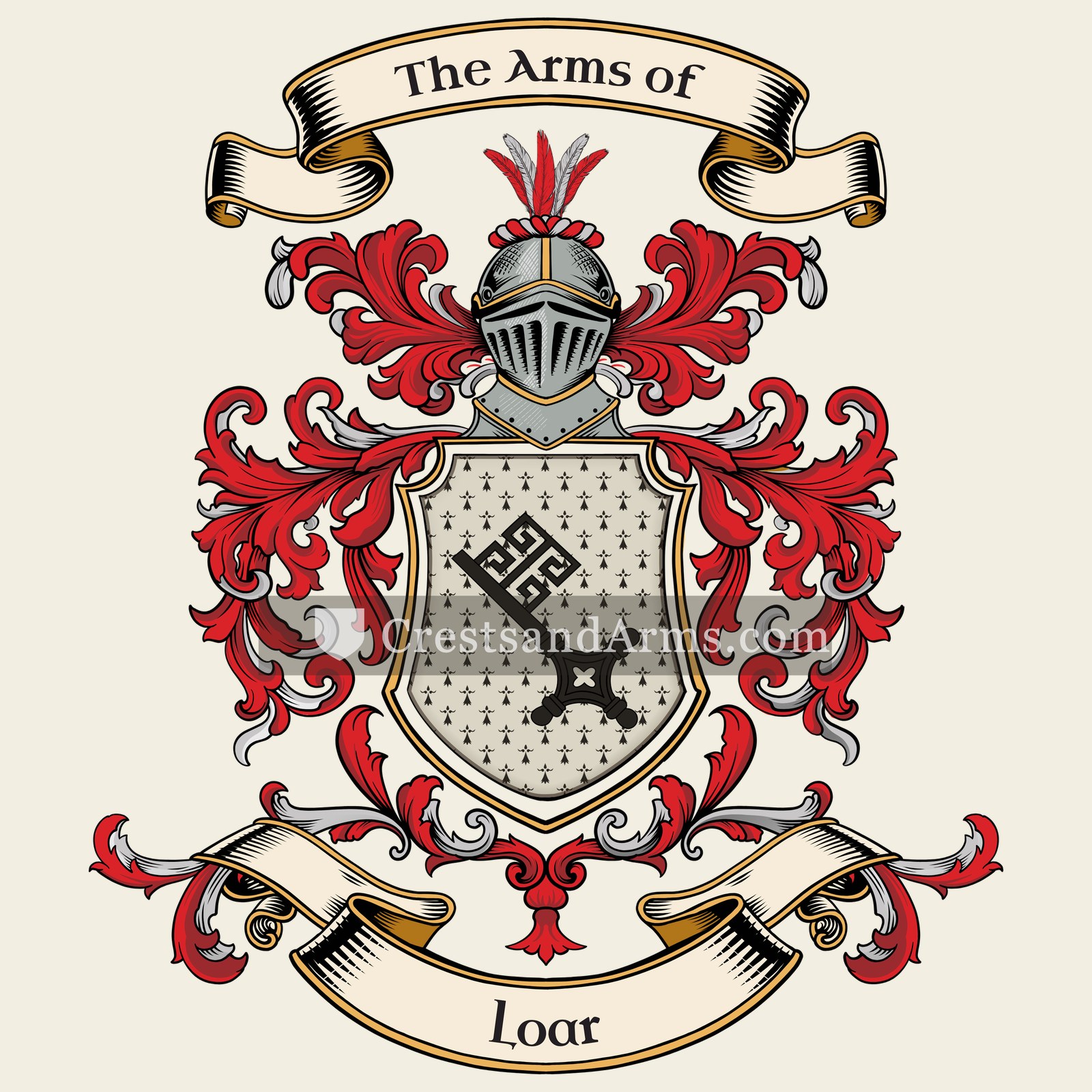 The Loar coat of arms, drawn from the recorded blazon
