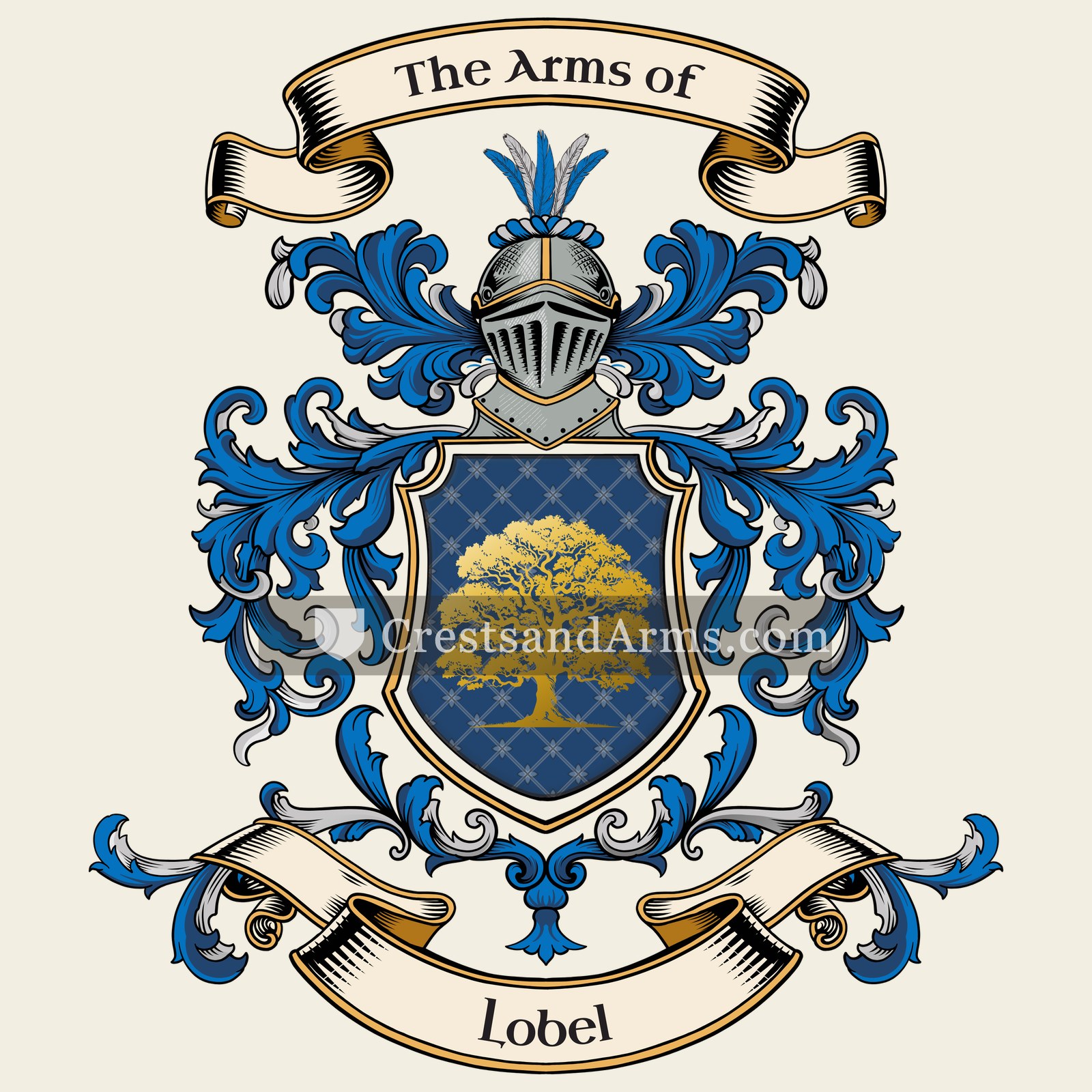 The Lobel coat of arms, drawn from the recorded blazon