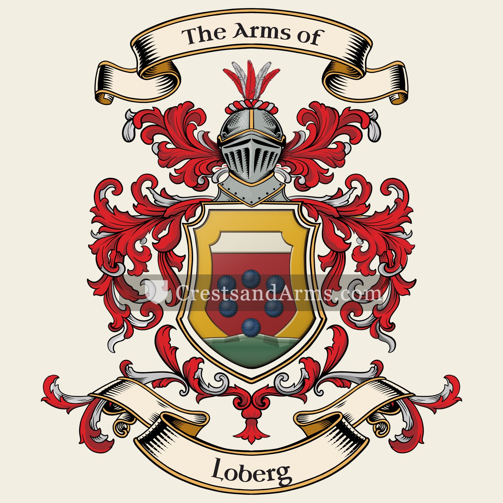 The Loberg coat of arms, drawn from the recorded blazon