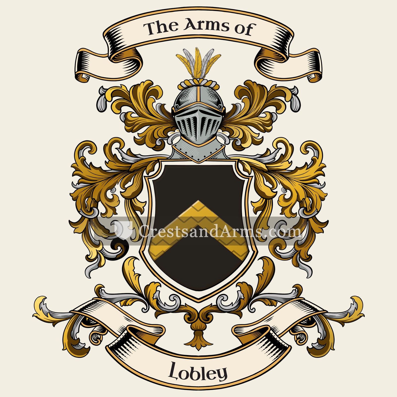 The Lobley coat of arms, drawn from the recorded blazon