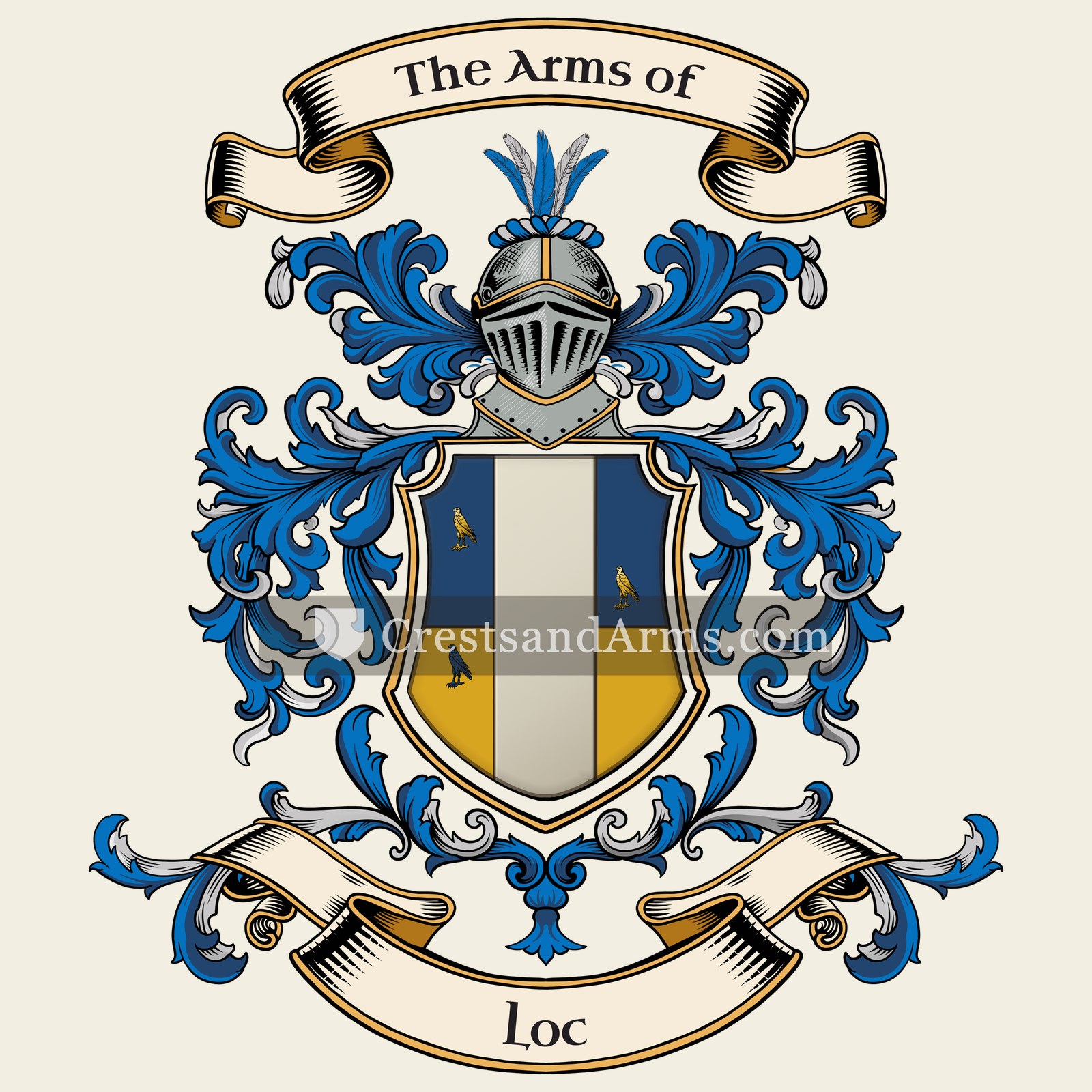 The Loc coat of arms, drawn from the recorded blazon