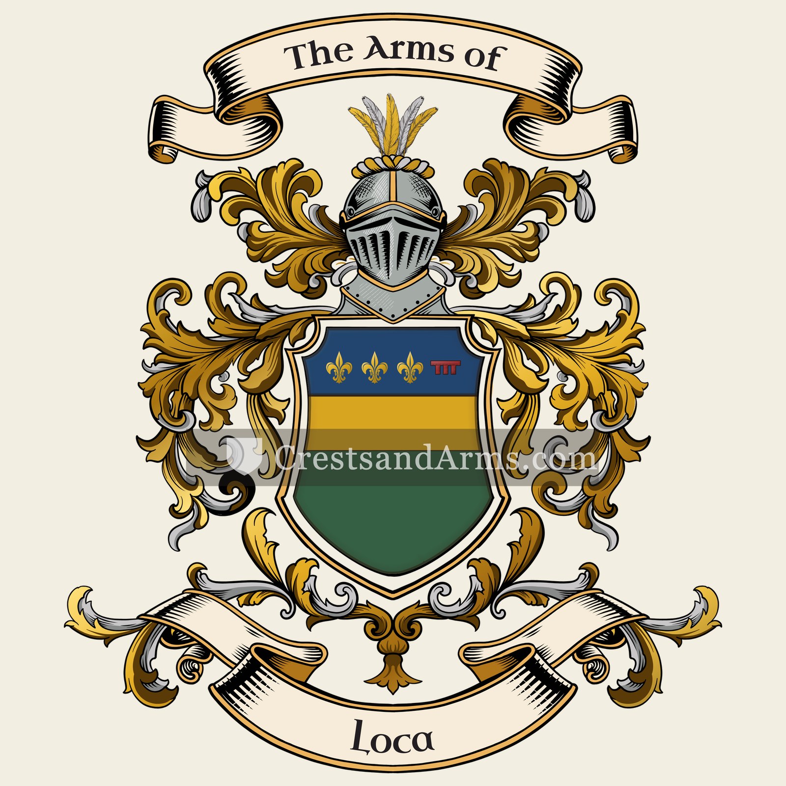 The Loca coat of arms, drawn from the recorded blazon