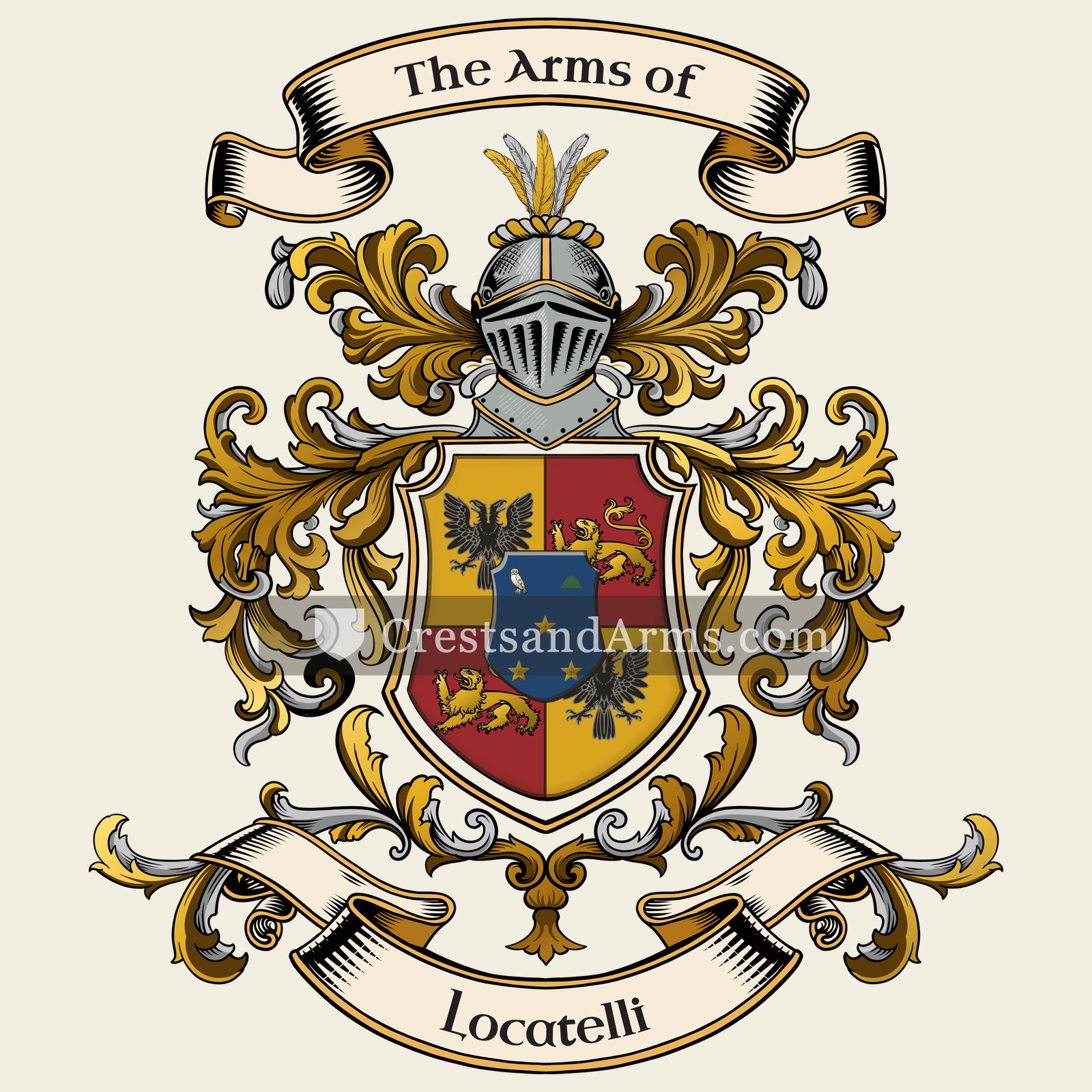 The Locatelli coat of arms, drawn from the recorded blazon