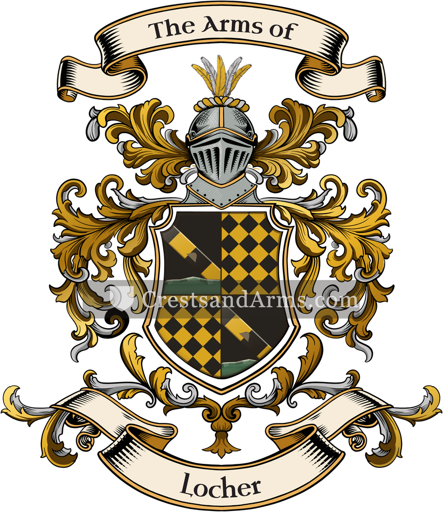 The Locher coat of arms, drawn from the recorded blazon
