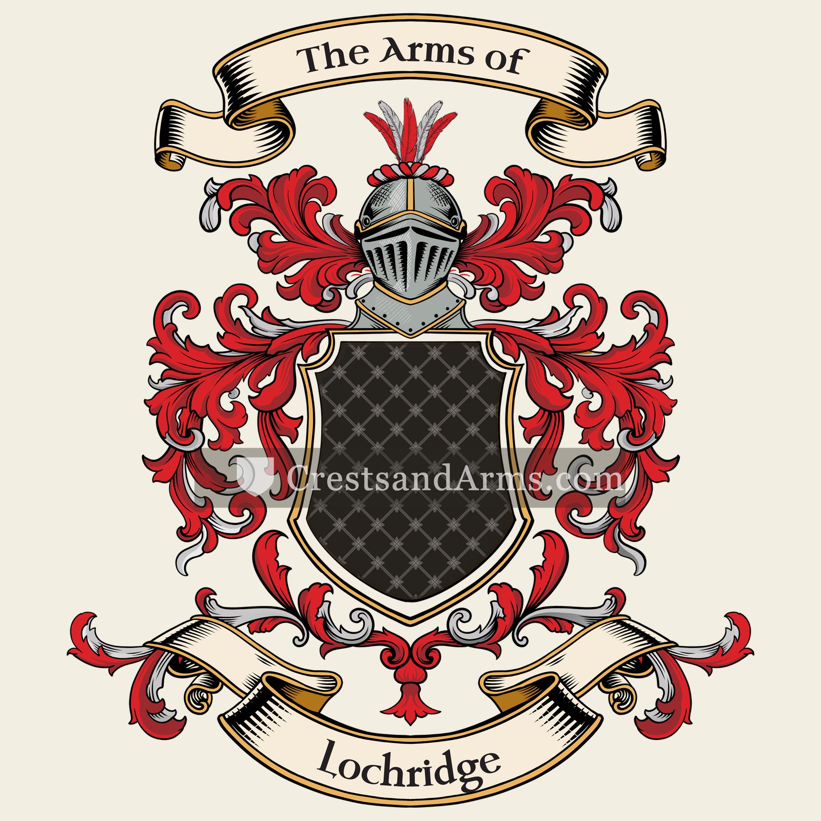 The Lochridge coat of arms, drawn from the recorded blazon