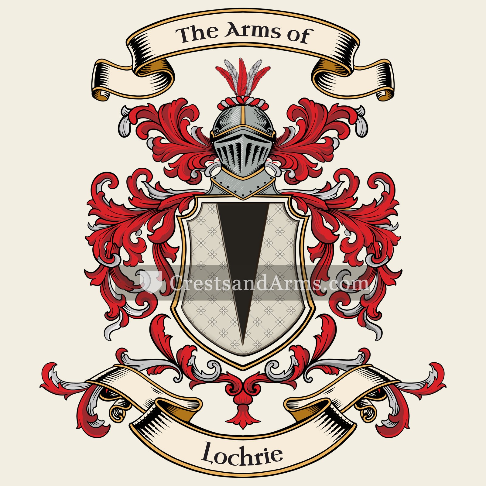 The Lochrie coat of arms, drawn from the recorded blazon