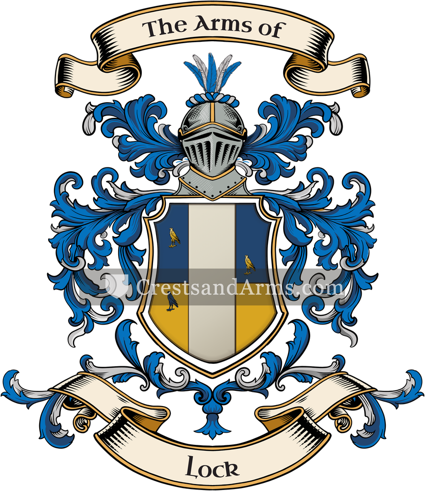 The Lock coat of arms, drawn from the recorded blazon
