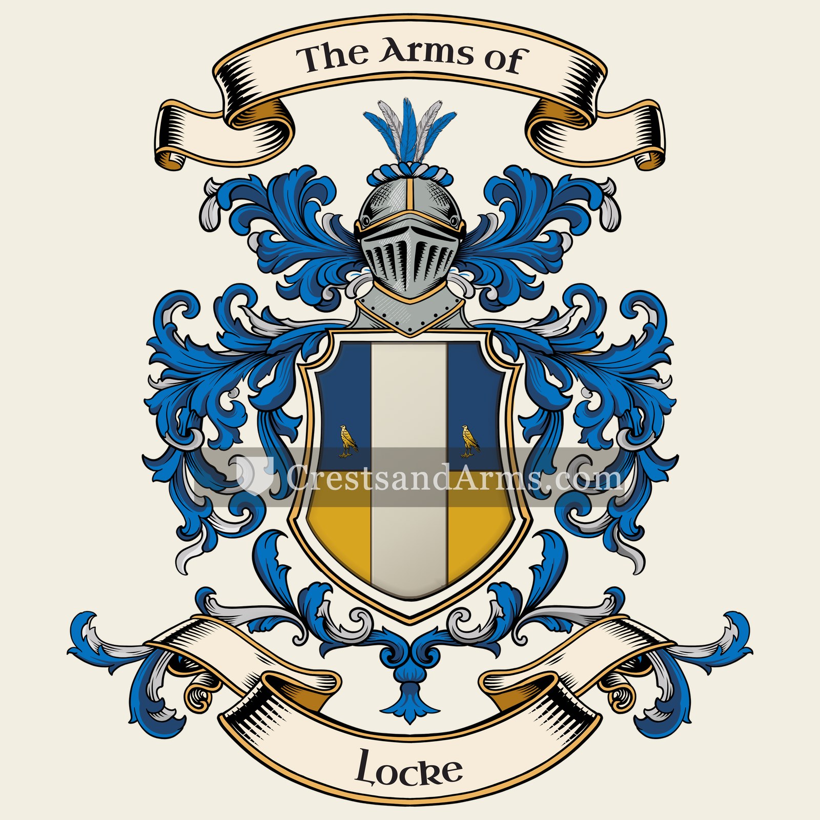 The Locke coat of arms, drawn from the recorded blazon